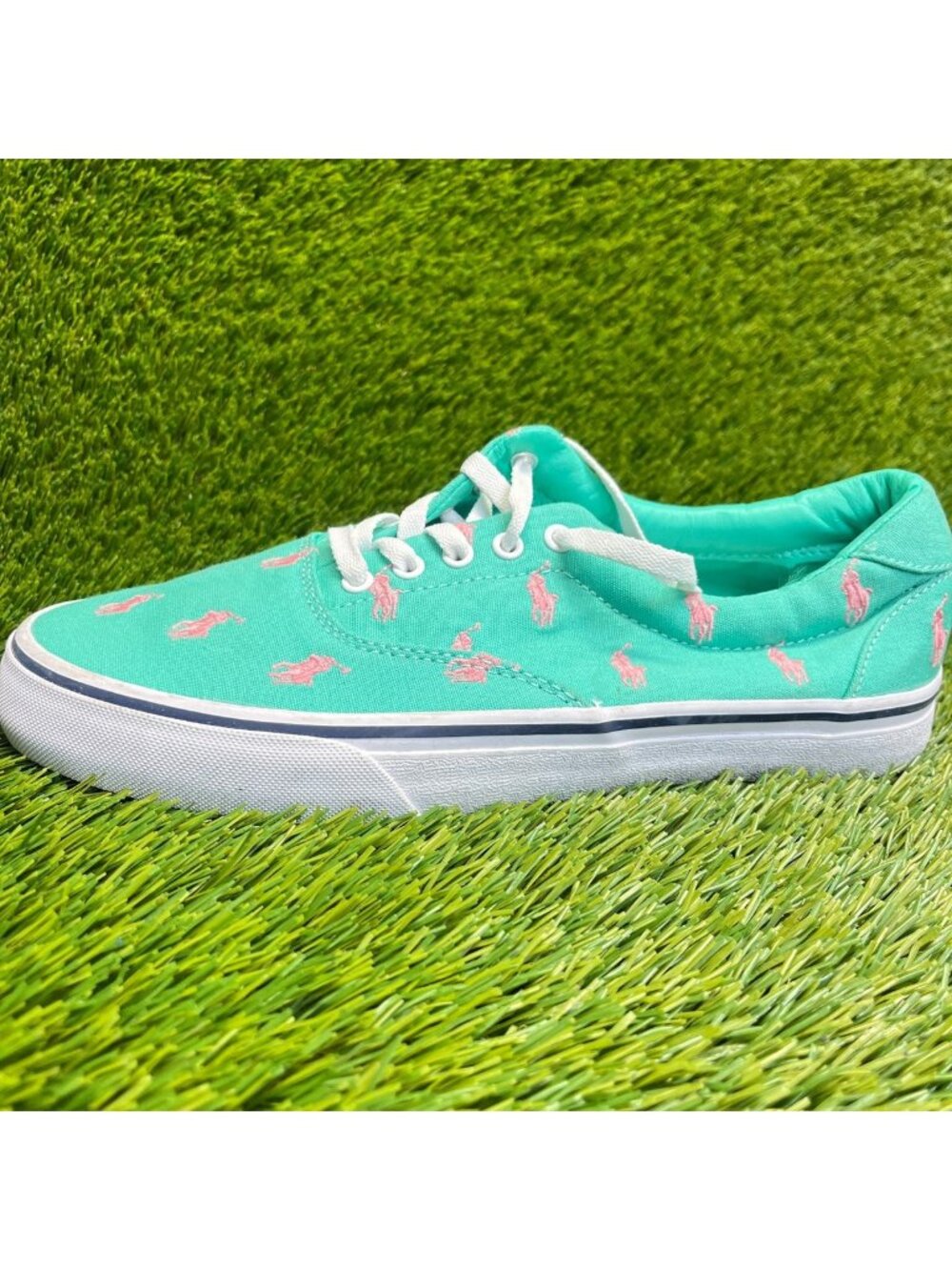 Polo Ralph Lauren Thorton Mens Size 8 Green Athletic Skateboard Shoes Sneakers
